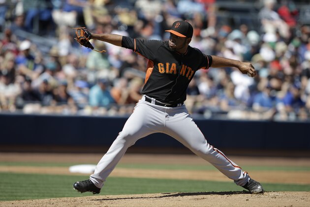 San Francisco Giants starting pitcher Edwin Escobar throws during a spring exhibition baseball game against the Seattle Mariners Saturday, March 15, 2014, in Peoria, Ariz. (AP Photo/Darron Cummings) San Francisco Giants starting pitcher Edwin Escobar throws during a spring exhibition baseball game against the Seattle Mariners Saturday, March 15, 2014, in Peoria, Ariz. (AP Photo/Darron Cummings)