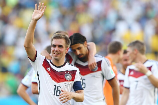 RIO DE JANEIRO, BRAZIL - JULY 04:  Philipp Lahm of Germany acknowledges the fans after defeating France 1-0 in the 2014 FIFA World Cup Brazil Quarter Final match between France and Germany at Maracana on July 4, 2014 in Rio de Janeiro, Brazil.  (Photo by Martin Rose/Getty Images)
