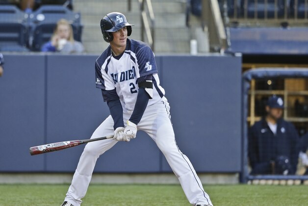 University of San Diego third baseman Kris Bryant during a baseball game against the University of Santa Barbara Tuesday April 16, 2013 in San Diego. Bryant, who will be a high pick  in baseball's amateur draft in June, is a top candidate for the Golden Spikes Award which goes each year to the top collegiate baseball player (AP photo/Lenny Ignelzi)