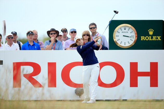 SOUTHPORT, ENGLAND - JULY 12:  Inbee Park of South Korea plays her tee shot at the par 5, 17th hole during the third round of the 2014 Ricoh Women's British Open at Royal Birkdale on July 12, 2014 in Southport, England.  (Photo by David Cannon/Getty Images)