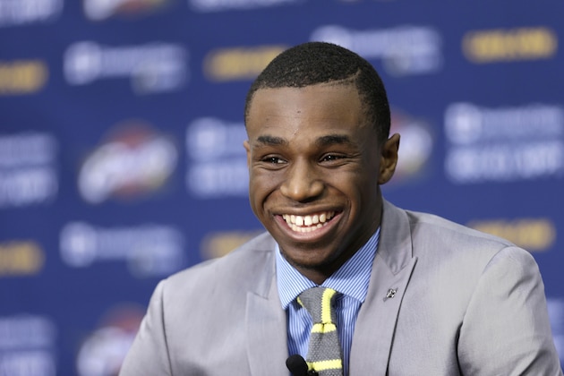 Cleveland Cavaliers' Andrew Wiggins answers questions during a news conference Friday, June 27, 2014, in Independence, Ohio. (AP Photo/Tony Dejak) Cleveland Cavaliers' Andrew Wiggins answers questions during a news conference Friday, June 27, 2014, in Independence, Ohio. (AP Photo/Tony Dejak)