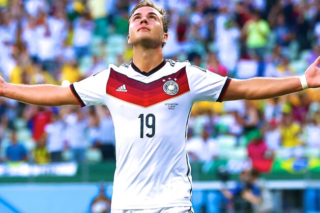 FORTALEZA, BRAZIL - JUNE 21:  Mario Goetze of Germany celebrates scoring his team's first goal during the 2014 FIFA World Cup Brazil Group G match between Germany and Ghana at Castelao on June 21, 2014 in Fortaleza, Brazil.  (Photo by Martin Rose/Getty Images)