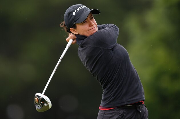 SAN FRANCISCO, CA - APRIL 25:  Mo Martin of the USA tees off from the 5th hole during Round Two of the Swinging Skirts LPGA Classic at the Lake Merced Golf Club on April 25, 2014 in San Francisco, California.  (Photo by Jed Jacobsohn/Getty Images)
