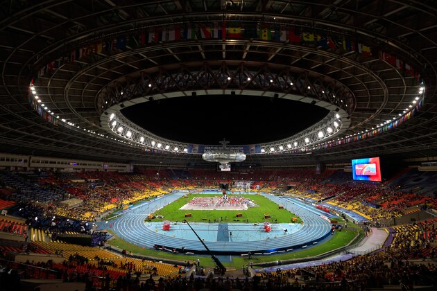 MOSCOW, RUSSIA - AUGUST 10:  A general view during the openig ceremony during Day One of the 14th IAAF World Athletics Championships Moscow 2013 at Luzhniki Stadium on August 10, 2013 in Moscow, Russia.  (Photo by Jamie Squire/Getty Images)