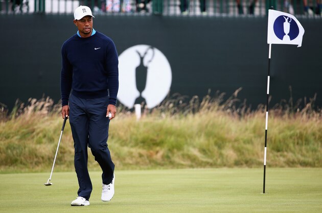HOYLAKE, ENGLAND - JULY 13:  Tiger Woods of the USA looks on during a practice round ahead of the 143rd Open Championship at Royal Liverpool on July 13, 2014 in Hoylake, England.  (Photo by Matthew Lewis/Getty Images)