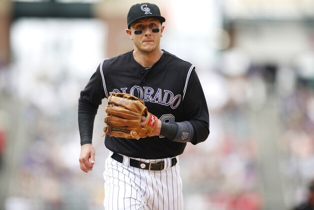 Jul 13, 2014; Denver, CO, USA; Colorado Rockies shortstop Troy Tulowitzki (2) during the eighth inning against the Minnesota Twins at Coors Field. Mandatory Credit: Chris Humphreys-USA TODAY Sports
