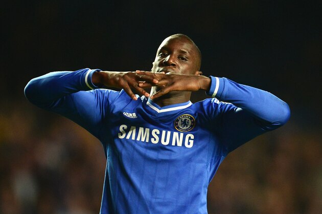 LONDON, ENGLAND - APRIL 30: Demba Ba of Chelsea looks dejected after the UEFA Champions League semi-final second leg match between Chelsea and Club Atletico de Madrid at Stamford Bridge on April 30, 2014 in London, England.  (Photo by Jamie McDonald/Getty Images)