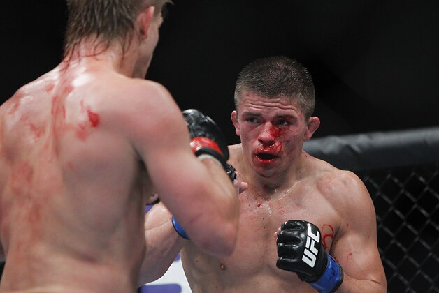 May 25, 2013; Las Vegas, NV, USA; Rick Story in action during UFC 160 at the MGM Grand Garden Arena. Mandatory Credit: Gary A. Vasquez-USA TODAY Sports