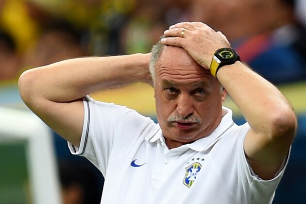BRASILIA, BRAZIL - JULY 12:  Head coach Luiz Felipe Scolari of Brazil reacts during the 2014 FIFA World Cup Brazil Third Place Playoff match between Brazil and the Netherlands at Estadio Nacional on July 12, 2014 in Brasilia, Brazil.  (Photo by Jamie McDonald/Getty Images)
