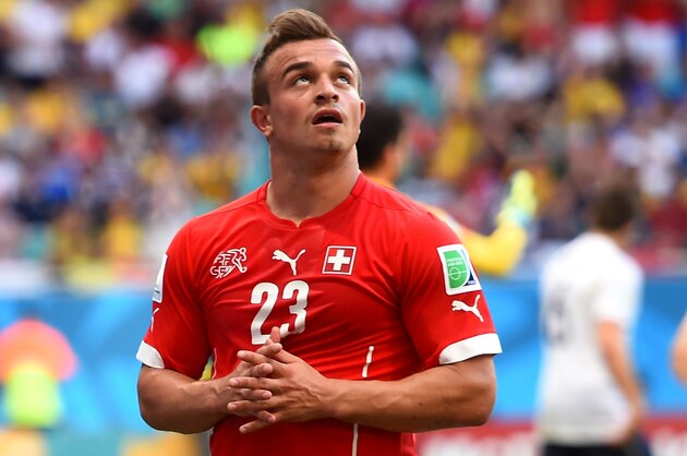 SALVADOR, BRAZIL - JUNE 20: Xherdan Shaqiri of Switzerland reacts during the 2014 FIFA World Cup Brazil Group E match between Switzerland and France at Arena Fonte Nova on June 20, 2014 in Salvador, Brazil.  (Photo by Christopher Lee/Getty Images)
