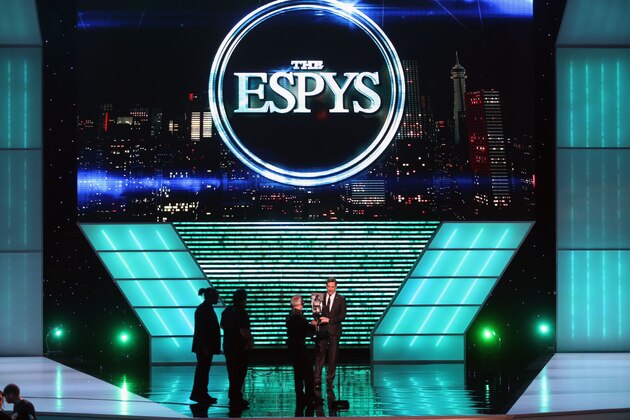 LOS ANGELES, CA - JULY 17:  Host Jon Hamm speaks onstage at The 2013 ESPY Awards at Nokia Theatre L.A. Live on July 17, 2013 in Los Angeles, California.  (Photo by Frederick M. Brown/Getty Images for ESPY)