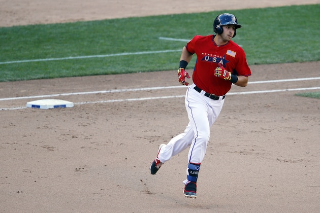 United States' Joey Gallo runs the bases after hitting a two-run home run during the sixth inning of the All-Star Futures baseball game against the World Team, Sunday, July 13, 2014, in Minneapolis. (AP Photo/Paul Sancya) United States' Joey Gallo runs the bases after hitting a two-run home run during the sixth inning of the All-Star Futures baseball game against the World Team, Sunday, July 13, 2014, in Minneapolis. (AP Photo/Paul Sancya)