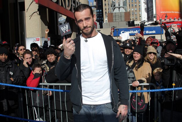 WWE Superstar CM Punk poses at Madison Square Garden, Friday, Nov. 18, 2011, in New York, during a rally leading up to the 25th Anniversary of Survivor Series, taking place Sunday at Madison Square Garden.  The event will feature actor and wrestling favorite Dwayne