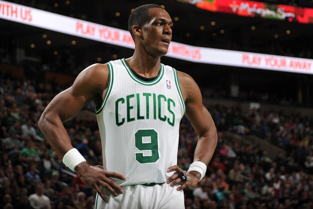BOSTON, MA - APRIL 4: Rajon Rondo #9 of the Boston Celtics on the court during the game against the Philadelphia 76ers on April 4, 2014 at the TD Garden in Boston, Massachusetts.  NOTE TO USER: User expressly acknowledges and agrees that, by downloading and or using this photograph, User is consenting to the terms and conditions of the Getty Images License Agreement. Mandatory Copyright Notice: Copyright 2014 NBAE  (Photo by Brian Babineau/NBAE via Getty Images)
