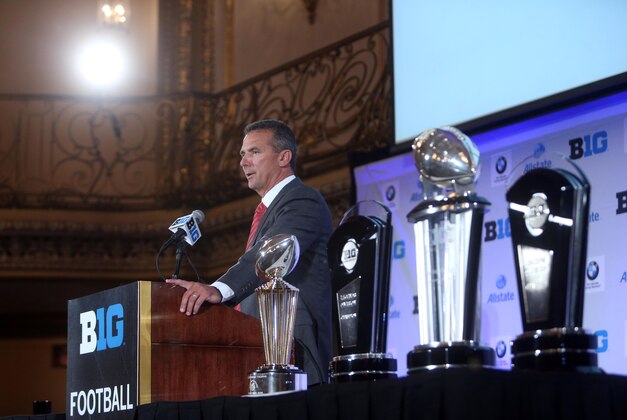Jul 24, 2013; Chicago, IL, USA; Ohio State Buckeyes head coach Urban Meyer speaks during the Big Ten media day at the Chicago Hilton. Mandatory Credit: Jerry Lai-USA TODAY Sports