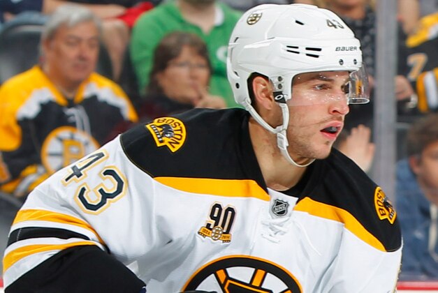 NEWARK, NJ - APRIL 13: Matt Bartkowski #43 of the Boston Bruins skates against the New Jersey Devils during the game at the Prudential Center on April 13, 2014 in Newark, New Jersey. (Photo by Andy Marlin/NHLI via Getty Images) NEWARK, NJ - APRIL 13: Matt Bartkowski #43 of the Boston Bruins skates against the New Jersey Devils during the game at the Prudential Center on April 13, 2014 in Newark, New Jersey. (Photo by Andy Marlin/NHLI via Getty Images)