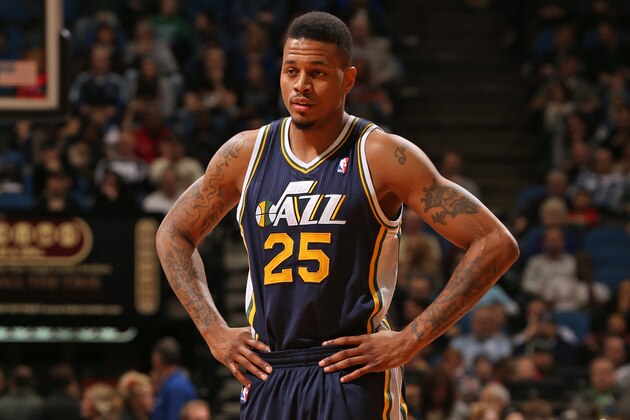 MINNEAPOLIS, MN - JANUARY 18: Brandon Rush #25 of the Utah Jazz stands on the court against the Minnesota Timberwolves on January 18, 2014 at Target Center in Minneapolis, Minnesota. NOTE TO USER: User expressly acknowledges and agrees that, by downloading and or using this Photograph, user is consenting to the terms and conditions of the Getty Images License Agreement. Mandatory Copyright Notice: Copyright 2014 NBAE (Photo by Jordan Johnson/NBAE via Getty Images) MINNEAPOLIS, MN - JANUARY 18: Brandon Rush #25 of the Utah Jazz stands on the court against the Minnesota Timberwolves on January 18, 2014 at Target Center in Minneapolis, Minnesota. NOTE TO USER: User expressly acknowledges and agrees that, by downloading and or using this Photograph, user is consenting to the terms and conditions of the Getty Images License Agreement. Mandatory Copyright Notice: Copyright 2014 NBAE (Photo by Jordan Johnson/NBAE via Getty Images)