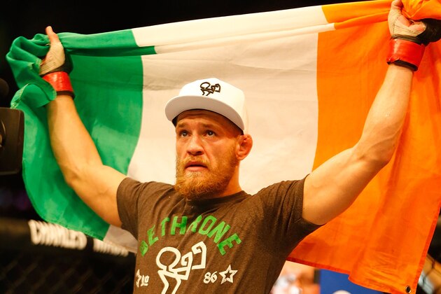 BOSTON, MA - AUGUST 17: Conor McGregor celebrates following his win against Max Holloway in their featherweight bout at TD Garden on August 17, 2013 in Boston, Massachusetts. (Photo by Jared Wickerham/Getty Images) BOSTON, MA - AUGUST 17: Conor McGregor celebrates following his win against Max Holloway in their featherweight bout at TD Garden on August 17, 2013 in Boston, Massachusetts. (Photo by Jared Wickerham/Getty Images)