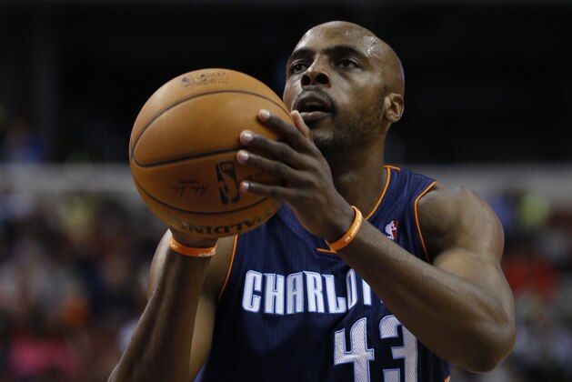 Charlotte Bobcats' Anthony Tolliver in action during an NBA basketball game against the Philadelphia 76ers, Wednesday, April 2, 2014, in Philadelphia. (AP Photo/Matt Slocum)
