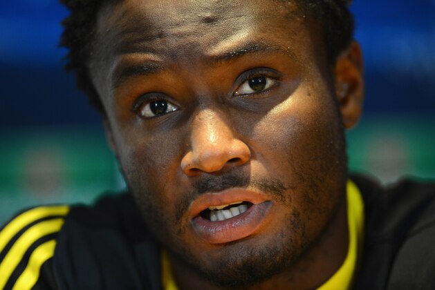 LONDON, ENGLAND - SEPTEMBER 18:  John Obi Mikel of Chelsea faces the media during a Chelsea Training Session & Press Conference ahead of the Uefa Champions League Group E match between Chelsea and Juventus at Stamford Bridge on September 18, 2012 in London, England.  (Photo by Mike Hewitt/Getty Images)