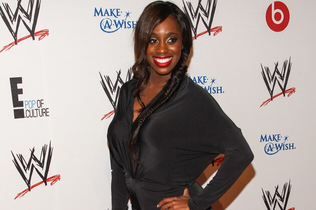 WWE Superstar Trinity McCray (AKA Naomi) arrives at the Superstars of Hope honors Make A Wish Foundation event at The Beverly Hills Hotel on Thursday, August 15, 2013 in Beverly Hills, Calif. (Photo by Paul A. Hebert/Invision/AP)