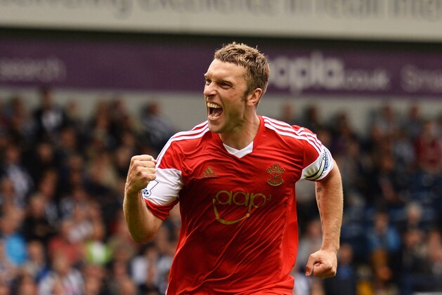 WEST BROMWICH, ENGLAND - AUGUST 17:  Rickie Lambert of Southampton celebrates scoring the winning goal during the Barclays Premier League match between West Bromwich Albion and Southampton at The Hawthorns on August 17, 2013 in West Bromwich, England.  (Photo by Michael Regan/Getty Images)