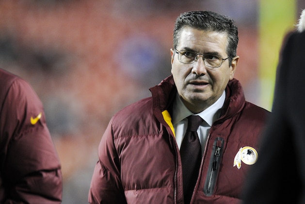 FILE - In this Dec. 1, 2013, file photo, Washington Redskins owner Dan Snyder walks off the field before an NFL football game against the New York Giants in Landover, Md. Washington Redskins owner Dan Snyder said Tuesday, April 22, 2014, it's time for people to