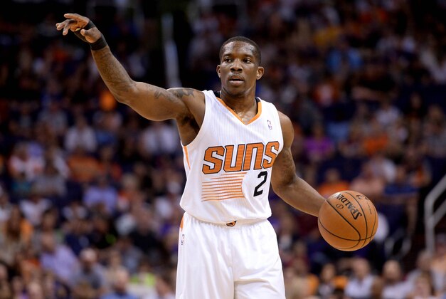 Apr 14, 2014; Phoenix, AZ, USA; Phoenix Suns guard Eric Bledsoe (2) dribbles against the Memphis Grizzlies during the first half at US Airways Center. Mandatory Credit: Joe Camporeale-USA TODAY Sports