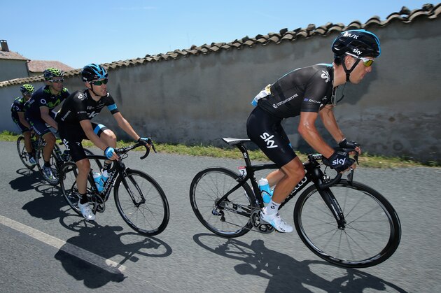 FLEURIE, FRANCE - JULY 17: (R-L) Richie Porte of Australia and Team Sky rides in the peloton with teammate Mikel Nieve Ituralde of Spain and Team Sky during the twelfth stage of the 2014 Tour de France, a 186km stage between Bourg-en-Bresse and Saint-Etienne, on July 17, 2014 in Fleurie, France. (Photo by Doug Pensinger/Getty Images) FLEURIE, FRANCE - JULY 17: (R-L) Richie Porte of Australia and Team Sky rides in the peloton with teammate Mikel Nieve Ituralde of Spain and Team Sky during the twelfth stage of the 2014 Tour de France, a 186km stage between Bourg-en-Bresse and Saint-Etienne, on July 17, 2014 in Fleurie, France. (Photo by Doug Pensinger/Getty Images)