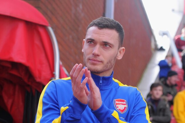 STOKE ON TRENT, ENGLAND - MARCH 01:  Thomas Vermaelen of Arsenal walks out to warm up prior to the Barclays Pemier League match between Stoke City and Arsenal at the Britannia Stadium on March 1, 2014 in Stoke on Trent, England.  (Photo by Michael Regan/Getty Images)