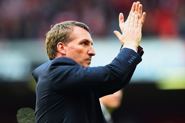 LIVERPOOL, ENGLAND - MAY 11:  Brendan Rodgers manager of Liverpool applauds the crowd after the Barclays Premier League match between Liverpool and Newcastle United at Anfield on May 11, 2014 in Liverpool, England. Liverpool finish as runners-up in the Premier League.  (Photo by Laurence Griffiths/Getty Images)