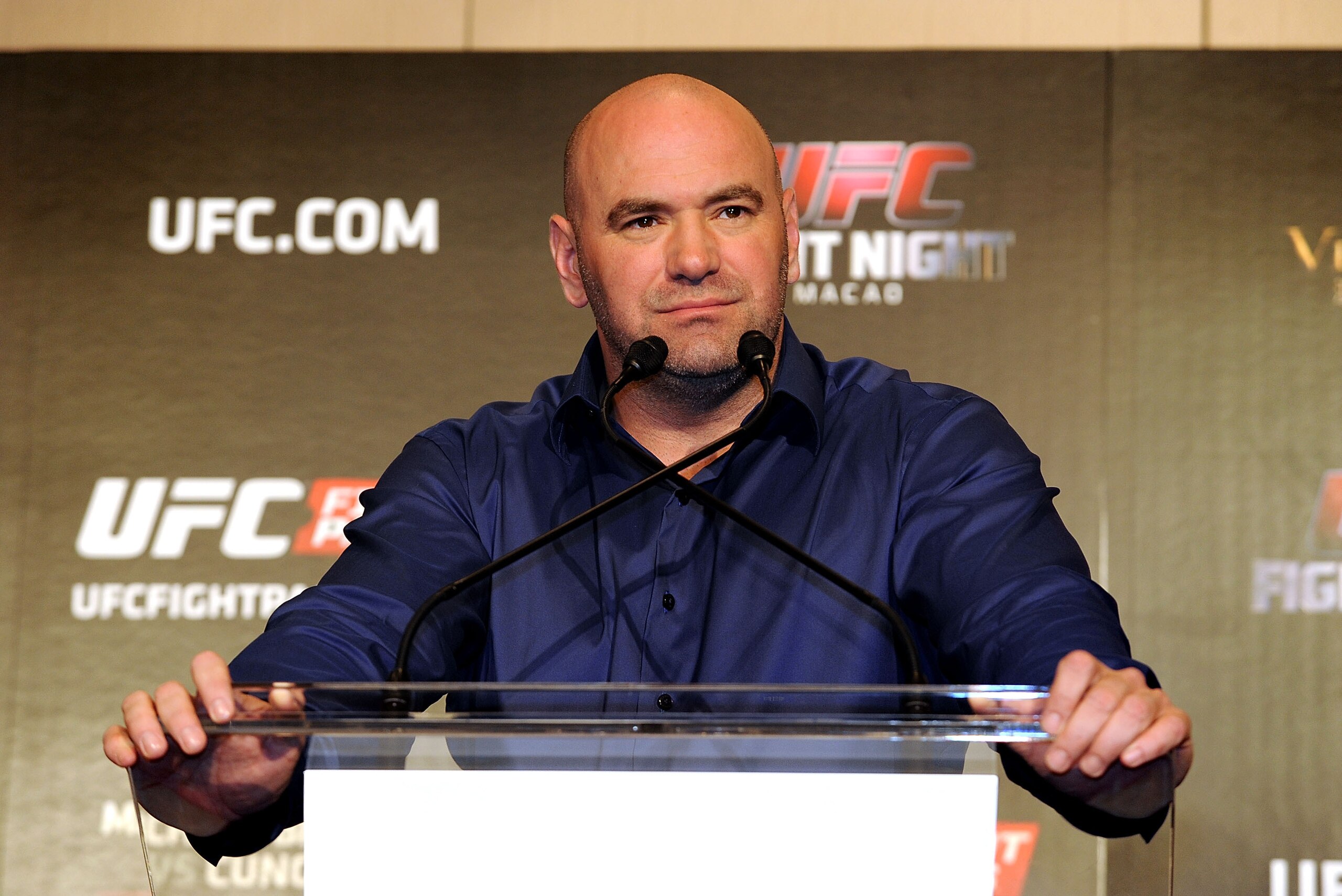 HONG KONG - JUNE 24:  Dana White, President UFC during the Macao UFC Fight Night Press Conference at the Four Season Hotel on June 24, 2014 in Hong Kong, Hong Kong.  (Photo by Jayne Russell/Getty Images)