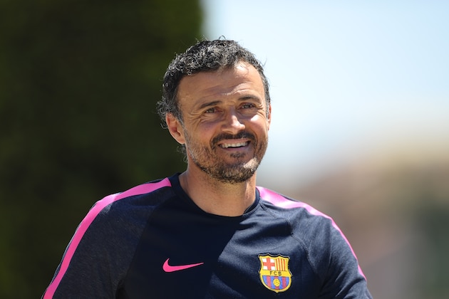 FC Barcelona's coach Luis Enrique arrives for a press conference at the Sports Center FC Barcelona Joan Gamper in San Joan Despi, Spain, Wednesday, July 16, 2014. Enrique takes charge of the squad on Tuesday when the team begins training for the 2014/15 season. (AP Photo/Manu Fernandez)