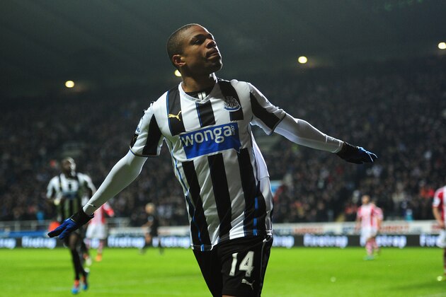 NEWCASTLE UPON TYNE, ENGLAND - DECEMBER 26:  Newcastle player Loic Remy celebrates after scoring the third goal during the Barclays Premier League match between Newcastle United and Stoke City at St James' Park on December 26, 2013 in Newcastle upon Tyne, England.  (Photo by Stu Forster/Getty Images)