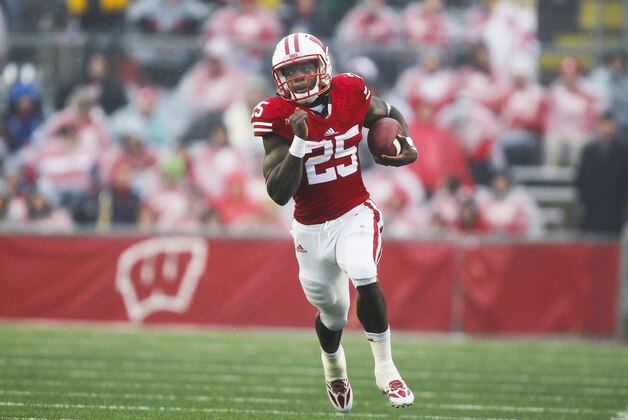 Wisconsin running back Melvin Gordon during the first half of an NCAA college football game against Indiana Saturday, Nov. 16, 2013, in Madison, Wis. (AP Photo/Andy Manis)