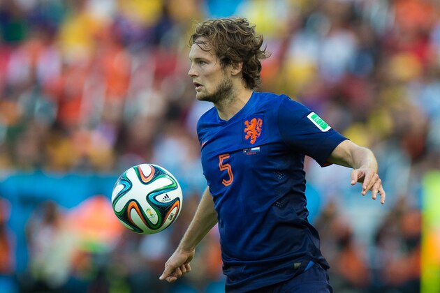 PORTO ALEGRE, BRAZIL - JUNE 18:  Daley Blind of Netherlands controls the ball during the 2014 FIFA World Cup Brazil Group B match between Australia and Netherlands at Estadio Beira-Rio on June 18, 2014 in Porto Alegre, Brazil.  (Photo by Vinicius Costa/Getty Images)