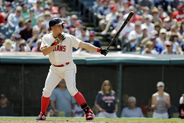 Cleveland Indians' Asdrubal Cabrera bats against the Chicago White Sox in a baseball game Sunday, July 13, 2014, in Cleveland. (AP Photo/Mark Duncan)
