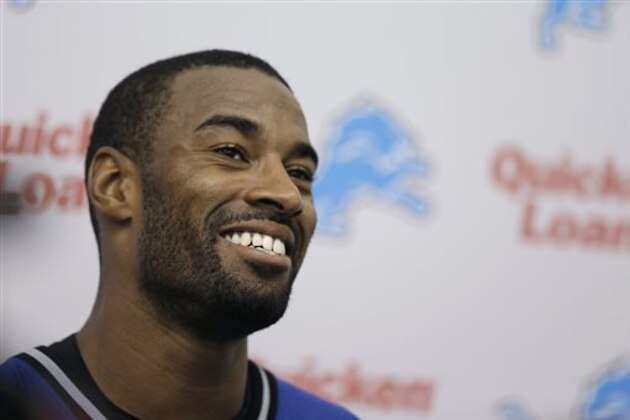 FILE - In this May 28, 2014, file photo, Detroit Lions receiver Calvin Johnson talks with the media after an NFL football organized team activity in Allen Park, Mich. Johnson become one of the great players in the history of the Lions, he's also been dependable and durable throughout his career. But toward the end of last season, the bumps and bruises finally seemed to be catching up with the star receiver. (AP Photo/Carlos Osorio, File) FILE - In this May 28, 2014, file photo, Detroit Lions receiver Calvin Johnson talks with the media after an NFL football organized team activity in Allen Park, Mich. Johnson become one of the great players in the history of the Lions, he's also been dependable and durable throughout his career. But toward the end of last season, the bumps and bruises finally seemed to be catching up with the star receiver. (AP Photo/Carlos Osorio, File)