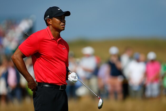 HOYLAKE, ENGLAND - JULY 20:  Tiger Woods of the United States looks on during the final round of The 143rd Open Championship at Royal Liverpool on July 20, 2014 in Hoylake, England.  (Photo by Tom Pennington/Getty Images)