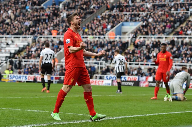 NEWCASTLE UPON TYNE, ENGLAND - APRIL 27:  Fabio Borini of Liverpool celebrates scoring the fifth Liverpool goal during the Barclays Premier League match between Newcastle United and Liverpool at St James' Park on April 27, 2013 in Newcastle upon Tyne, England.  (Photo by Gareth Copley/Getty Images)