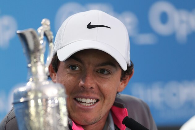 Rory McIlroy of Northern Ireland attends a press conference after winning the British Open Golf championship at the Royal Liverpool golf club, Hoylake, England, Sunday July 20, 2014. (AP Photo/Jon Super)