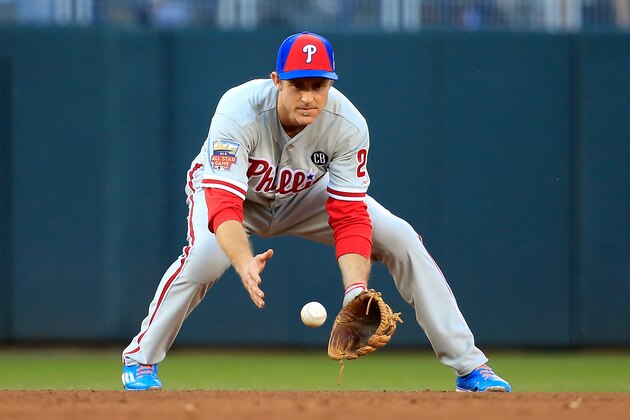 MINNEAPOLIS, MN - JULY 15:  National League All-Star Chase Utley #26 of the Philadelphia Phillies during the 85th MLB All-Star Game at Target Field on July 15, 2014 in Minneapolis, Minnesota.  (Photo by Rob Carr/Getty Images)