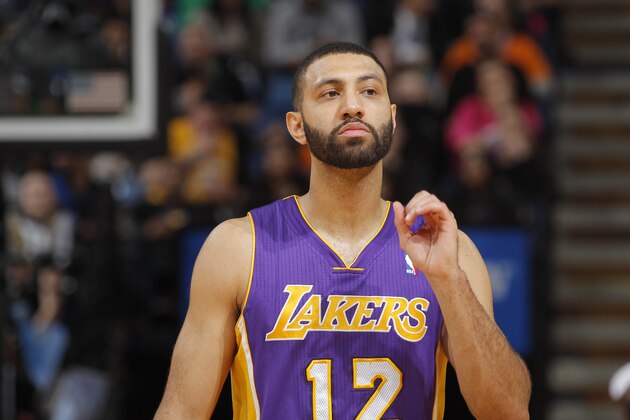 SACRAMENTO, CA - APRIL 2: Kendall Marshall #12 of the Los Angeles Lakers in a game against the Sacramento Kings on April 2, 2014 at Sleep Train Arena in Sacramento, California. NOTE TO USER: User expressly acknowledges and agrees that, by downloading and or using this photograph, User is consenting to the terms and conditions of the Getty Images Agreement. Mandatory Copyright Notice: Copyright 2014 NBAE (Photo by Rocky Widner/NBAE via Getty Images)
