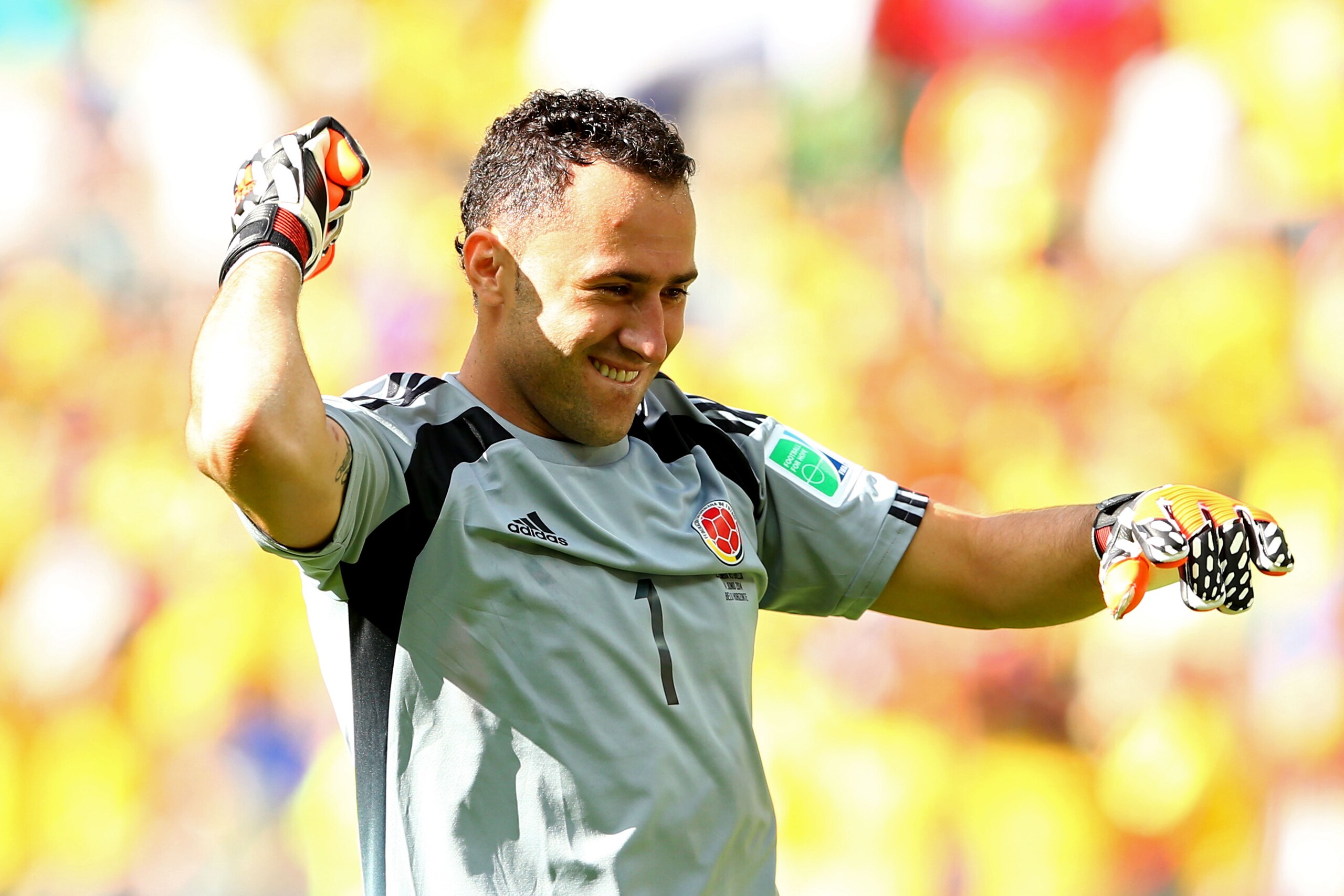 BELO HORIZONTE, BRAZIL - JUNE 14: Goalkeeper David Ospina of Colombia reacts after his team's second goal during the 2014 FIFA World Cup Brazil Group C match between Colombia and Greece at Estadio Mineirao on June 14, 2014 in Belo Horizonte, Brazil.  (Photo by Quinn Rooney/Getty Images)
