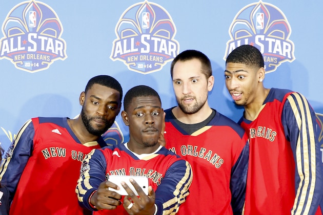 METAIRIE, LA - NOVEMBER 15: Tyreke Evans #1, Jrue Holiday #11, Ryan Anderson #33 and Anthony Davis #23 of the New Orleans Pelicans attends an All-Star lineup to unveil the official NBA All-Star Ballot 2014 presented by Sprint on Friday, November 15 at the New Orleans Pelicans Practice Facility in Metairie, Louisiana. NOTE TO USER: User expressly acknowledges and agrees that, by downloading and or using this Photograph, user is consenting to the terms and conditions of the Getty Images License Agreement. Mandatory Copyright Notice: Copyright 2013 NBAE (Photo by NBA Photos/NBAE via Getty Images) METAIRIE, LA - NOVEMBER 15: Tyreke Evans #1, Jrue Holiday #11, Ryan Anderson #33 and Anthony Davis #23 of the New Orleans Pelicans attends an All-Star lineup to unveil the official NBA All-Star Ballot 2014 presented by Sprint on Friday, November 15 at the New Orleans Pelicans Practice Facility in Metairie, Louisiana. NOTE TO USER: User expressly acknowledges and agrees that, by downloading and or using this Photograph, user is consenting to the terms and conditions of the Getty Images License Agreement. Mandatory Copyright Notice: Copyright 2013 NBAE (Photo by NBA Photos/NBAE via Getty Images)