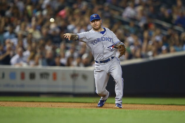 NEW YORK, NY - JUNE 17: Brett Lawrie #13 of the Toronto Blue Jays in action against the New York Yankees during their game at Yankee Stadium on June 17, 2014 in the Bronx borough of New York City. (Photo by Al Bello/Getty Images) NEW YORK, NY - JUNE 17: Brett Lawrie #13 of the Toronto Blue Jays in action against the New York Yankees during their game at Yankee Stadium on June 17, 2014 in the Bronx borough of New York City. (Photo by Al Bello/Getty Images)