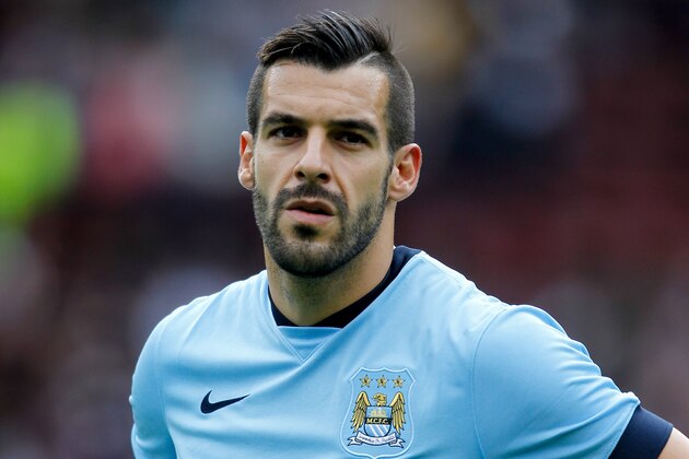 EDINBURGH, SCOTLAND - JULY 18: Alvaro Negredo of Manchester City before the pre-season friendly at Tynecastle Stadium on July 18, 2014 in Edinburgh, Scotland. (Photo by Richard Sellers/Getty Images)