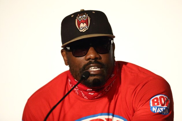 LONDON, ENGLAND - JULY 14:  Dereck Chisora speaks during a press conference to announce the upcoming fight between Dereck Chisora And Tyson Fury on July 14, 2014 in London, England.  (Photo by Jordan Mansfield/Getty Images)