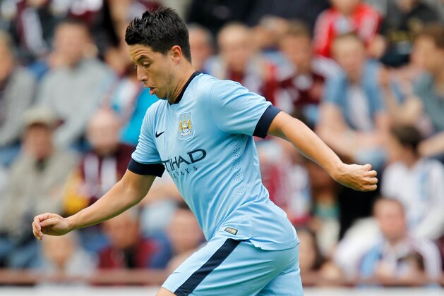 EDINBURGH, SCOTLAND - JULY 18: Samir Nasri of Manchester City in action during the pre-season friendly at Tynecastle Stadium on July 18, 2014 in Edinburgh, Scotland. (Photo by Richard Sellers/Getty Images)