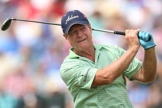 Tom Watson of the US plays a shot off the 4th tee during the second day of the British Open Golf championship at the Royal Liverpool golf club, Hoylake, England, Friday July 18, 2014. (AP Photo/Scott Heppell)